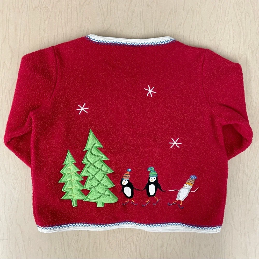 Hanna Andersson Fleece Jacket Girls 18-24M 80 cm Boys Embroidered Penguins Red